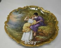 Flambeau Limoges Plate Plaque Hand Painted Couple Artist Signed Dubois 13
