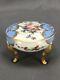 Footed Sevres Style Limoges Trinket Box Blue Hand Painted Artist Signed C1891