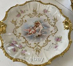 French 1880s LIMOGES Plate Hand Painted CherubsAngels Putties Gilt Ornate