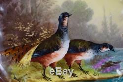 French Antique Hand Painted Partridges Limoges Wall Porcelain Plate Signed