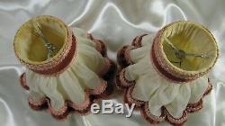 French Antique Lamps Limoges Sevres Pair Hand Painted Porcelain Wall Sconces