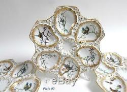 French Antique Oyster Plate Majolica Hand Painted by Guerin et Cie, Paris Limoge
