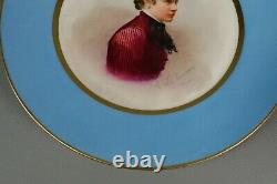 French Cabinet Portrait Plate Antique Porcelain Hand Painted Limoges Signed