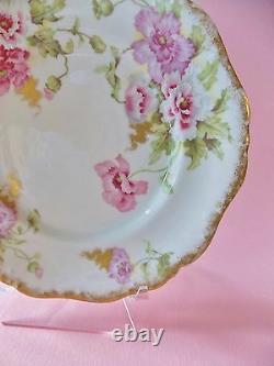 French Limoges A. Lanternier Hand Painted Pink Poppy Flowers Decorative Plate