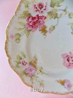 French Limoges A. Lanternier Hand Painted Pink Poppy Flowers Decorative Plate