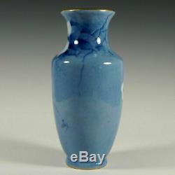 French Limoges Porcelain Vase Pallas Hand Painted Blue Roses Signed Jan