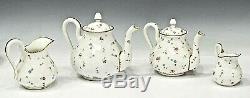 French Limoges parcel gilt porcelain tea set hand-painted signed E. Sch 1940-1949