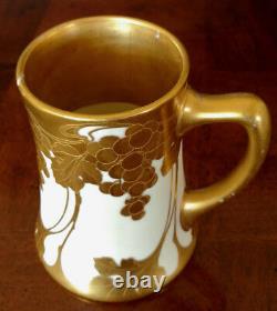 French Porcelain Hand Gilded Unique Rare Mug 1899 by Jean Pouyat, Limoge+