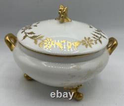 GDA France Limoges Hand Painted Porcelain Covered Bowl Gold Gilt OOAK SLB 1911