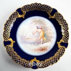 GDA Limoges Cobalt Blue & Gold Hand Painted Mythological Plate Artist Signed