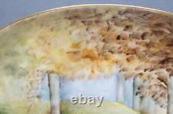 GDA Limoges Hand Painted Signed Christie Landscape Trees Mushrooms Small Platter