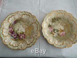 GORGEOUS Pair 9 IN. LIMOGES FRANCE AK/CD Plates HAND PAINTED GOLD GILT Excellent