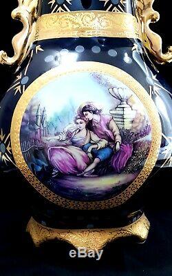 Genuine Vintage Limoges France Large Hand Painted Antique Porcelain Vase Rare