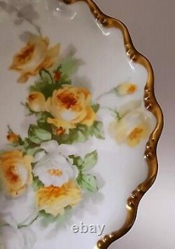 George Borgfeldt Limoges Hand Painted Yellow Roses 8.5 Plate, Circa 1906-1920