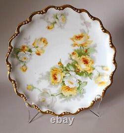 George Borgfeldt Limoges Hand Painted Yellow Roses 8.5 Plate, Circa 1906-1920