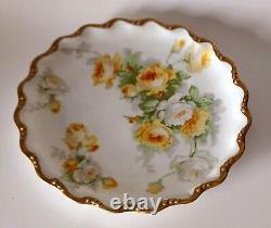 George Borgfeldt Limoges Hand Painted Yellow Roses 8.5 Plate, Circa 1906-1920