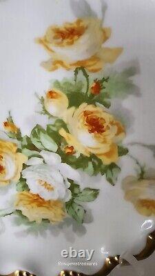 George Borgfeldt Limoges Hand Painted Yellow Roses 8.5 Plate, Circa 1906-1920