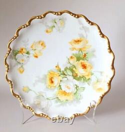 George Borgfeldt Limoges Hand Painted Yellow Roses 8.5 Plate, Circa 1906-1920