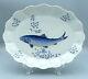 Giraud Limoges Porcelain Large Hand Painted Fish Serving Plate Blue Salmon Rare
