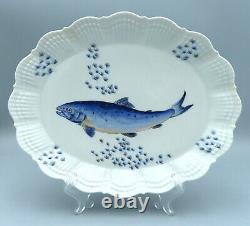 Giraud Limoges Porcelain Large Hand Painted Fish Serving Plate Blue Salmon RARE