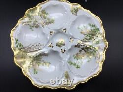 Goegeous TV Limoges Hand Painted Oyster Plate 22K Gold Paint C 1900