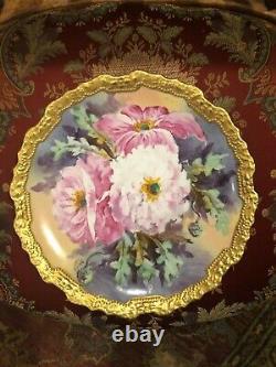 Gorgeous Antique Comte D'artois Limoges France Hand Painted Signed Wall Plate