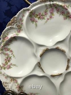 Gorgeous Antique Hand Painted Theo Haviland Limoges Oyster Plate France