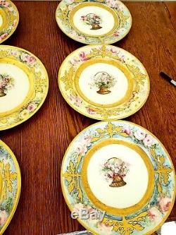 Gorgeous Limoges Hand Painted Plates Artist Signed Roses Gold