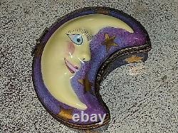 Gorgeous ROCHARD Limoges France Hand Painted MOON Trinket Pill Ring Box
