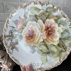 Gorgeous T & V Limoges France Hand painted Rose Plate