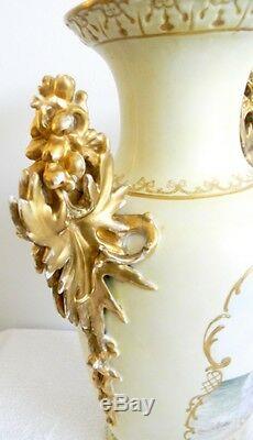 Guerin Limoges LARGE hand painted finest quality vase pre 1891