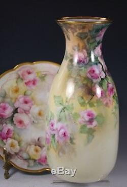 HAND PAINTED Roses Vase