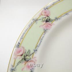 HAVILAND Limoges Set of 6 Hand Painted Dessert Plates Roses Outside Decorated