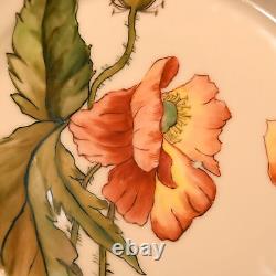 H&Co Limoges Haviland & Co 2 Cabinet Plates Poppies & Mums Hand Painted AMS 1891