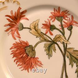 H&Co Limoges Haviland & Co 2 Cabinet Plates Poppies & Mums Hand Painted AMS 1891