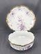 Hand Painted Coiffe Ls&s Limoges Violets & Gold Scalloped Punch Bowl & Plate Set