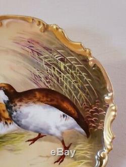 Hand Painted Game Bird 11.5 Charger Plate Coronet Limoges France SIGNED
