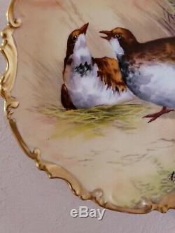 Hand Painted Game Bird 11.5 Charger Plate Coronet Limoges France SIGNED