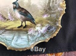 Hand Painted Game Bird Cabinet Plate Artist Signed B + H Limoges1890s9 1/2 #1