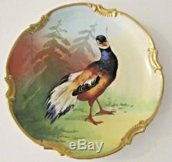 Hand Painted Game Bird Charger Plate Artist Signed Coronet Limoges France