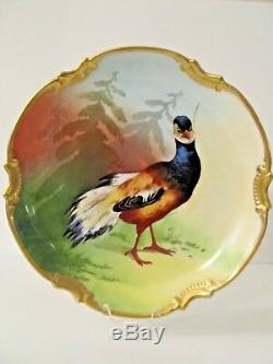 Hand Painted Game Bird Charger Plate Artist Signed Coronet Limoges France