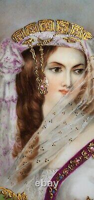 Hand Painted Haviland Cleopatra Portrait Plate Gilt Jewels Signed S. Benney 1888