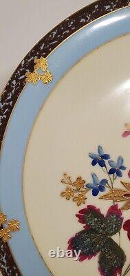 Hand Painted Limoges Gilt Encrusted Marbelized Floral Cabinet Plate