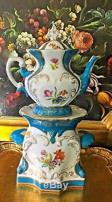 Hand Painted Limoges Porcelain Tisaniere Veilleuse Tea Pot OOAK