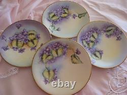 Hand Painted Limoges Violet Dessert Plates
