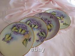 Hand Painted Limoges Violet Dessert Plates