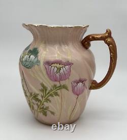 Hand-Painted Pitcher with Floral Design Limoges France