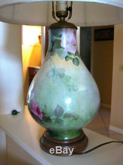 Hand Painted Roses Lamp Limoges