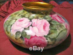 Hand Painted Roses Large Vase