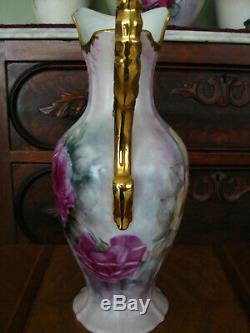Hand Painted Roses Tankard Vase 14